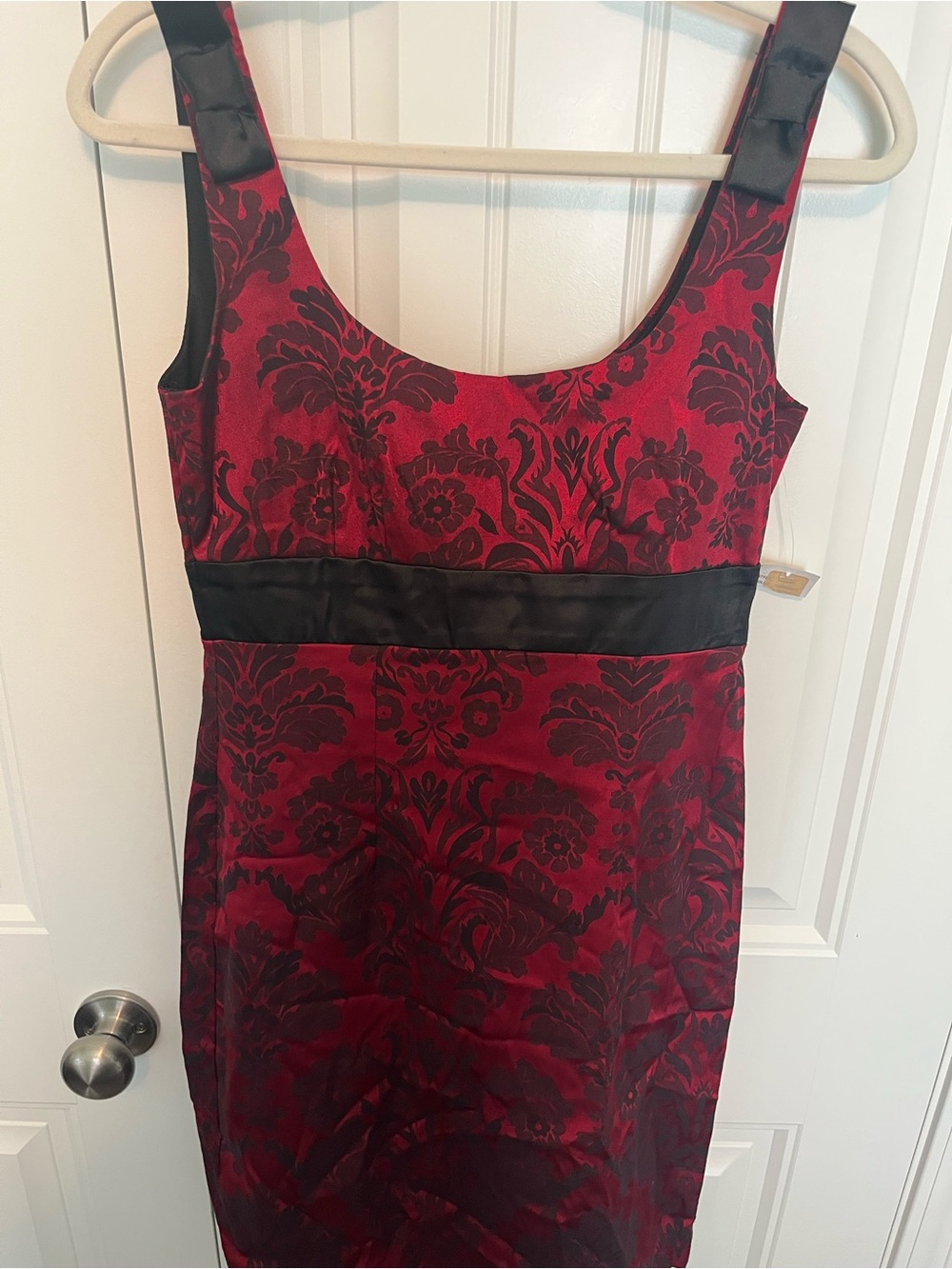 Teeze Me Red and Black Damask Midi Dress
